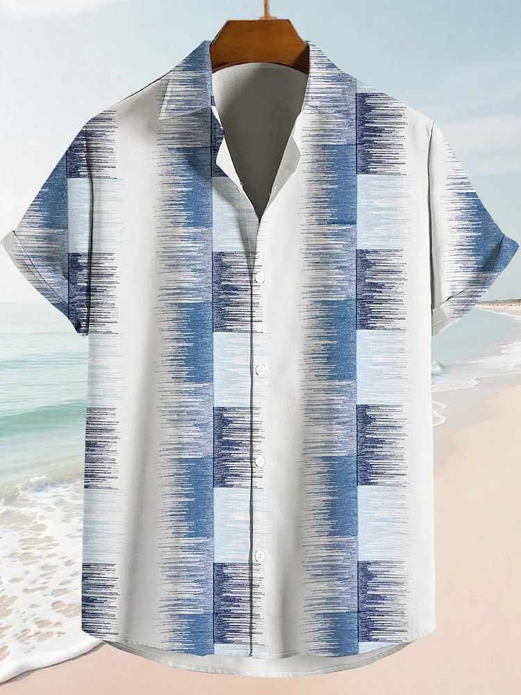 Men's Tie-Dye Indigo Dye Art Print Casual Shirt