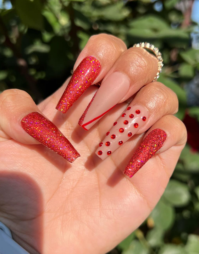 Red Coffin Nail Designs For Morovan