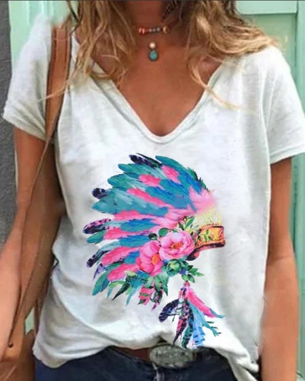 Vintage Casual Plus Size Floral Printed Shirts Tops
