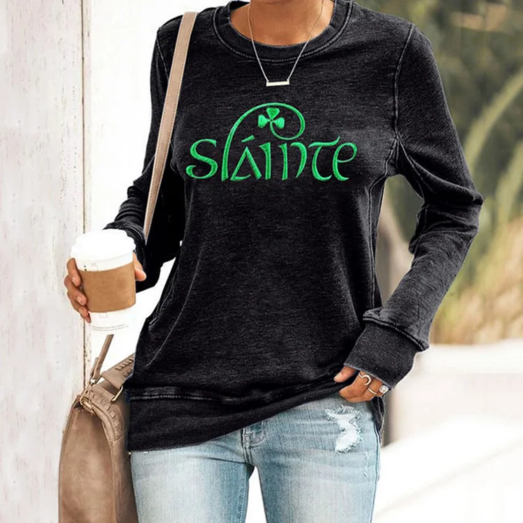 VChics Slainte St. Patrick's Day Print Sweatshirt