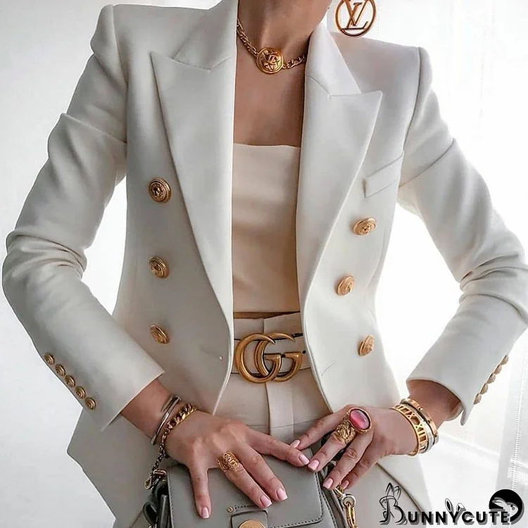 Women's Solid Color Fashion Casual Blazer Jacket