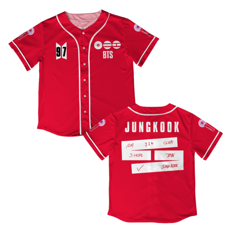 BTS World Tour Red Baseball Jersey | Custom Member ARMY Shirt