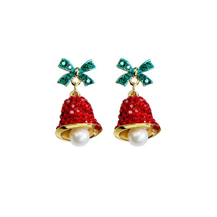 2023 Christmas Party Bow Wind Bell Pendant Drop Earrings socialshop