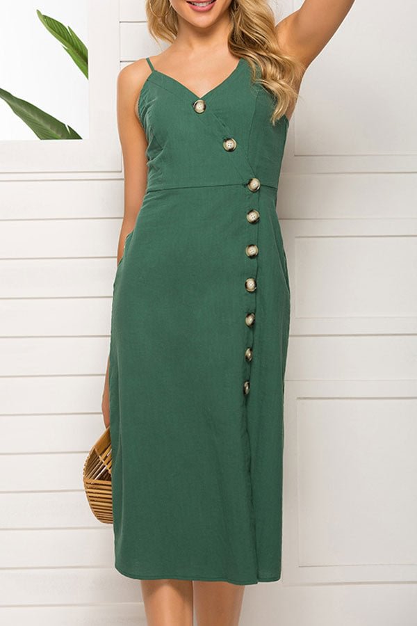 Sleeveless Button Up Midi Dress - Chicaggo