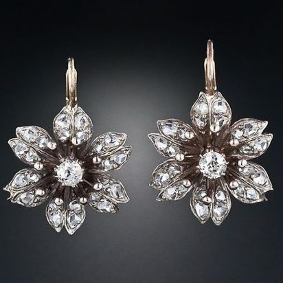 Antique Apricot Crystal Flower Earrings