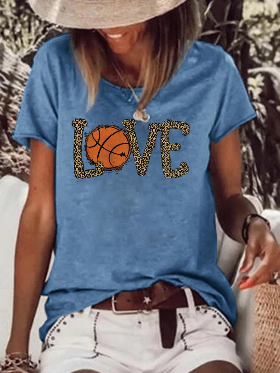 Love Leopard basketball Raw Hem Tee-Guru-buzz