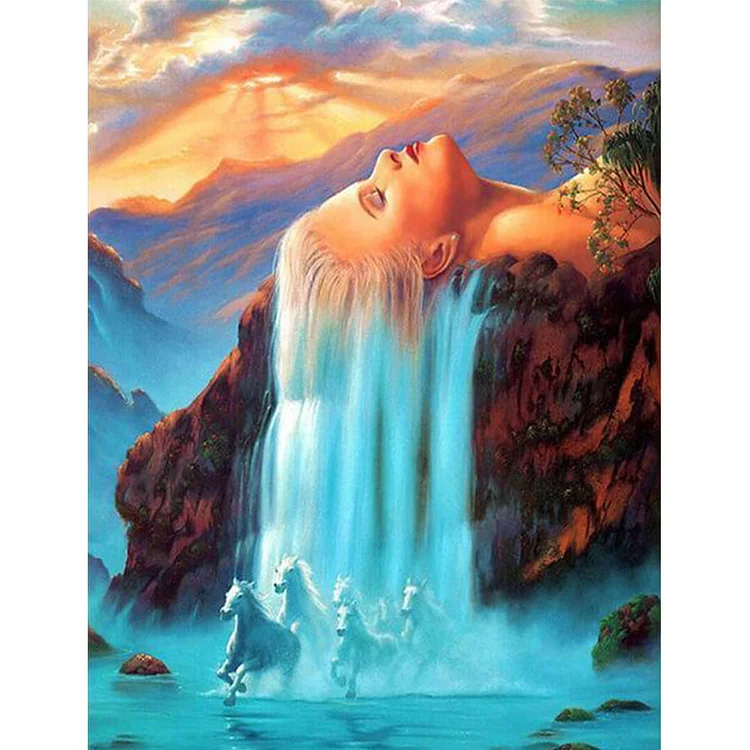 Waterfall Round Full Drill Diamond Painting 30X40CM(Canvas) gbfke