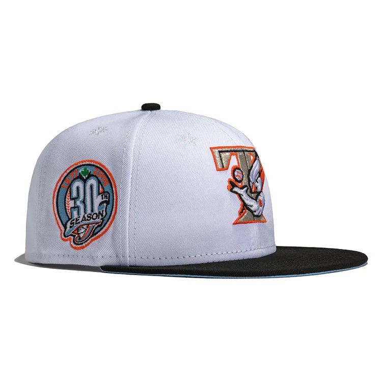 New Era 59Fifty Snowman Toronto Blue Jays 30th Anniversary Patch Hat - White, Black QueenFunky