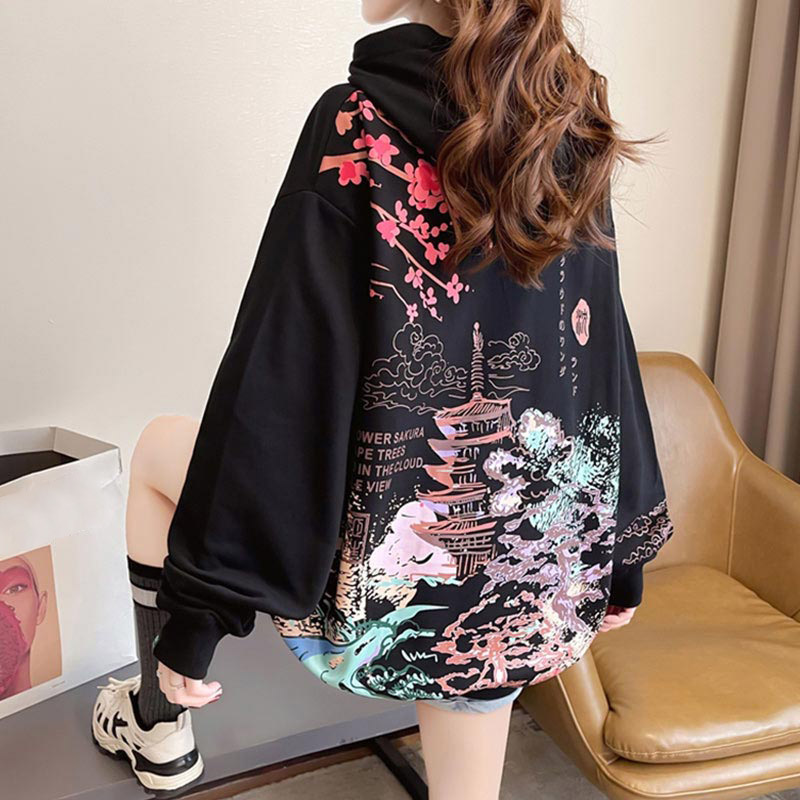 Vintage Landscape Letter Print Hoodie