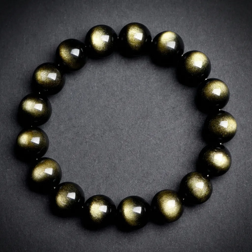 JiStones Natural Double-Eyed Gold & Silver Obsidian Loose Beads Double-Eyed Gold Sheen-6mm (Approx. 30 Beads)