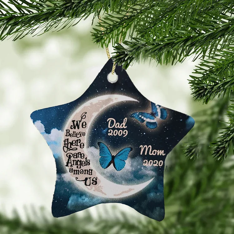 Personalized Butterfly Star Ornament Custom Names Angels Among Us Memorial Ornament