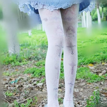Lolita Pastel Cute Angels Crosses Printing Tights SP130266