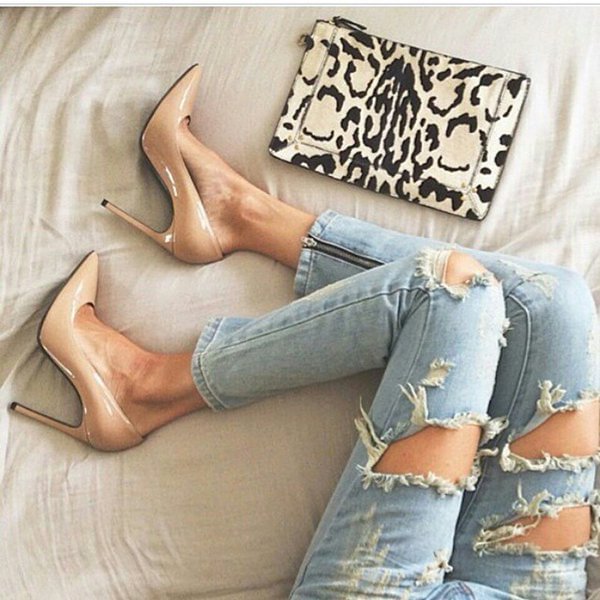 Women's Nude Office Heels Pointy Toe Stiletto Heels Pumps for Work |FSJ Shoes