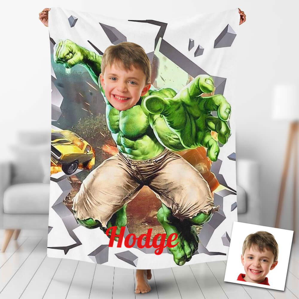 Custom Blankets Personalized Photo Hulk Through The Wall Blanket