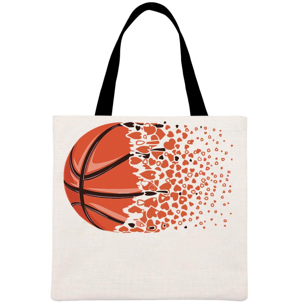 Basketball Girl Basketball Heart Printed Linen Bag-Guru-buzz
