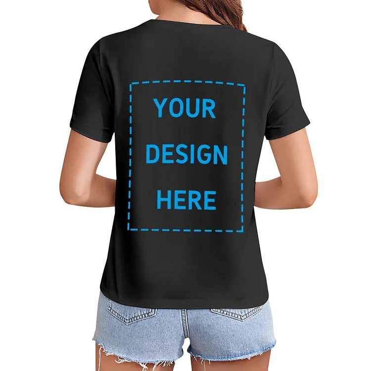 Personalized Women's Back Printed Short Sleeve Cotton T-Shirt