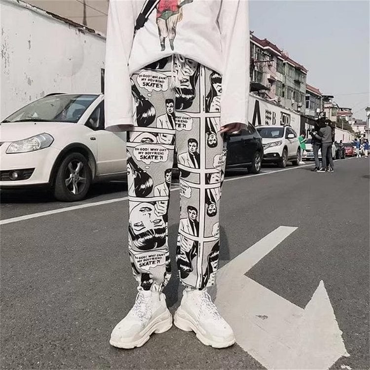Gothic Comic Ptinting Pants SP13208