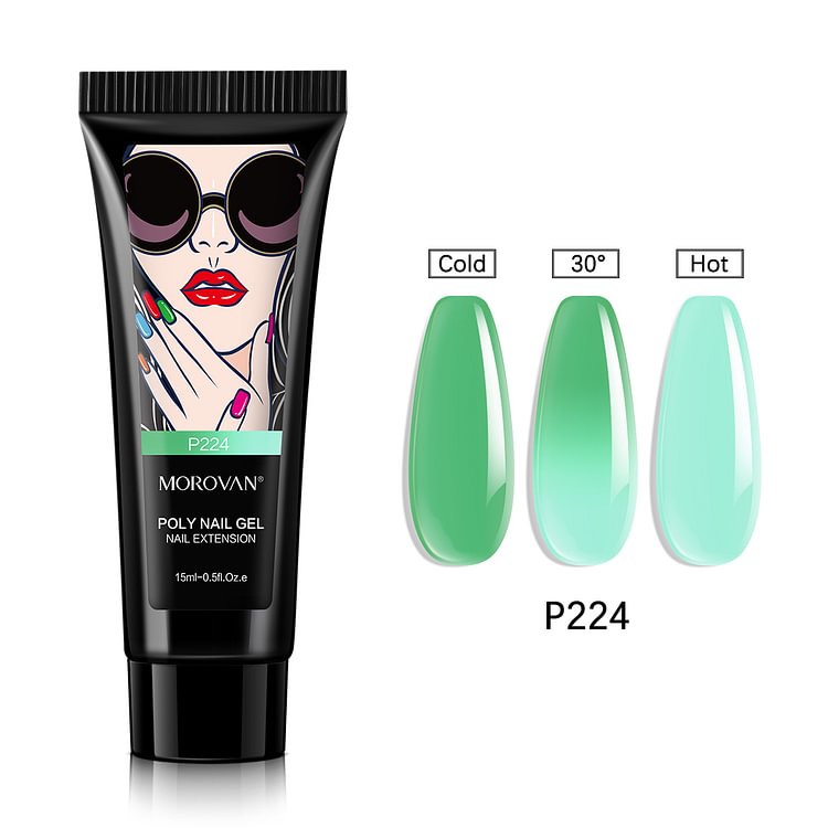 Morovan Temperature Color Changing Green Poly Nail Gel P224