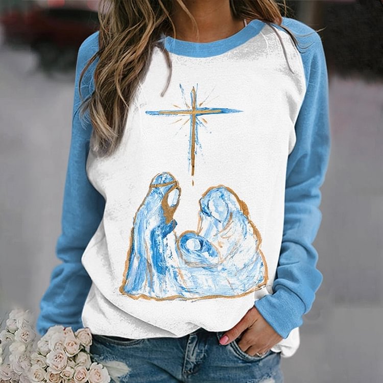 Comstylish Christmas The True Story Nativity Sweatshirt