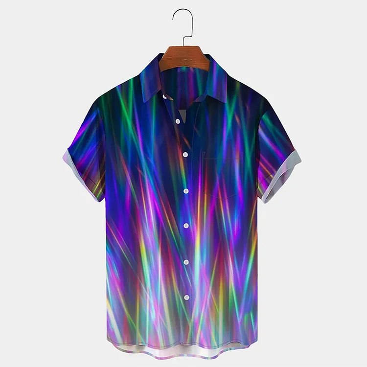 BrosWear Fashion Color Gradient Holiday Style Short Sleeve  Shirt