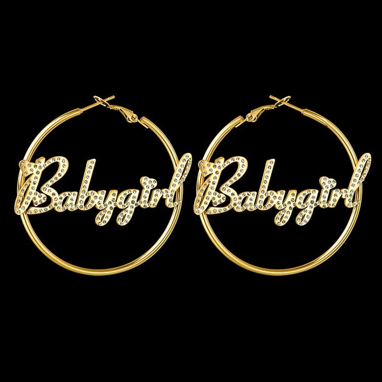 Name Zircon Round Earrings