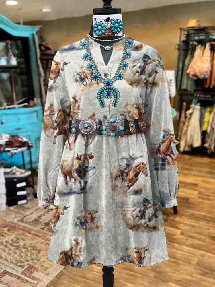 Women's Western Art Print Casual Dress main image 1