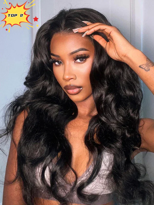 HD Lace 5A Top Hair Grade 4x4 Lace Closure Wig Natural Black Color Human Hair Wig Body Wave Style