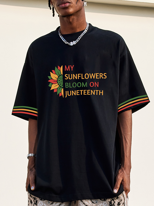 Men's My Sunflowers Bloom On Juneteenth Print Casual T-Shirt