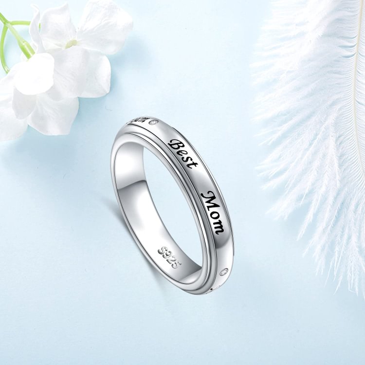 925 Silver Mom Anxiety Fidget Spinner Ring