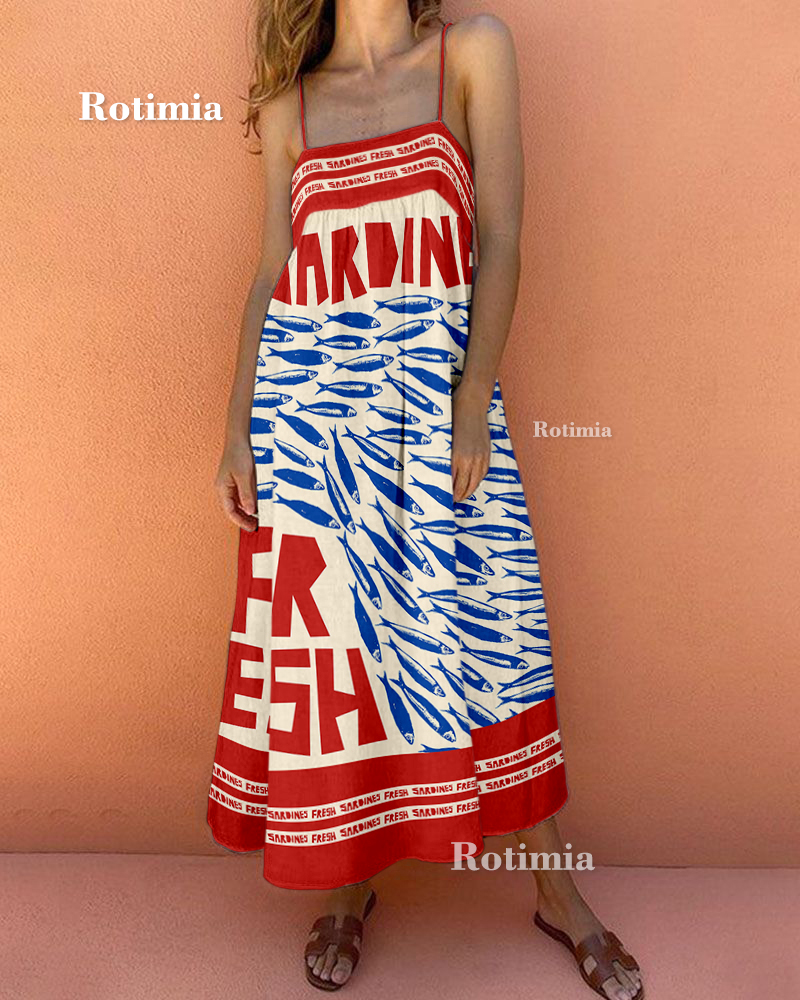 Sardine Print Strap Maxi Dress main image 1