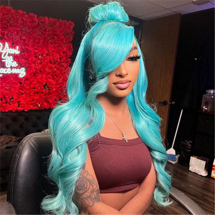 Bright Blue Full Frontal Lace Front Wig