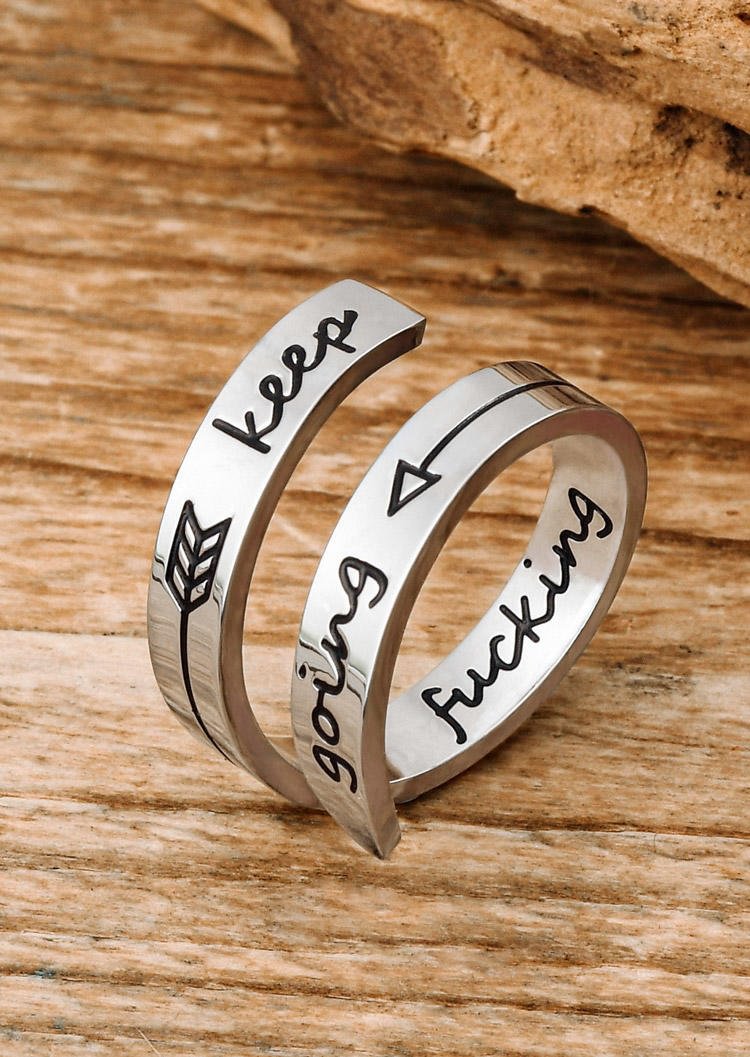 Keep Going Titanium Steel Ring - Silver socialshop