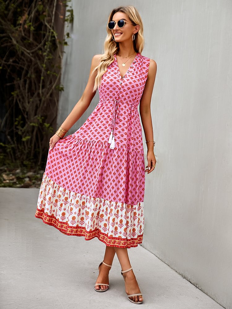 Jastie Women Summer Dress Floral Print Maxi Dresses Bohemian Hippie Beach Long Dress Women's Clothing 2022VestidosDeVerano