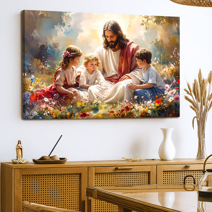 Jesus With Children Faith Canvas Wall Art