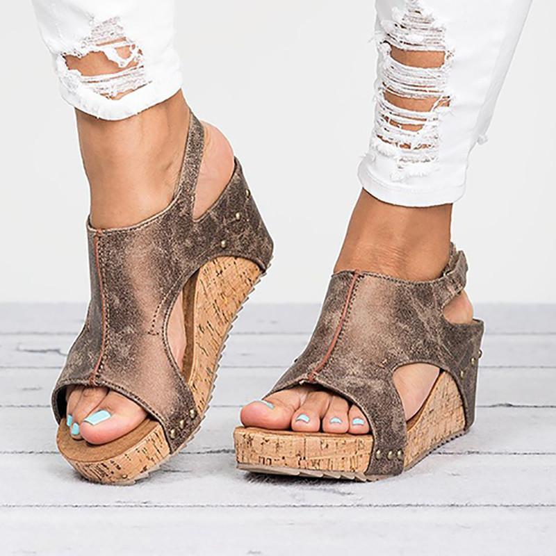 VCSHOES Cut Out Open Toe Platform Wedge Sandals