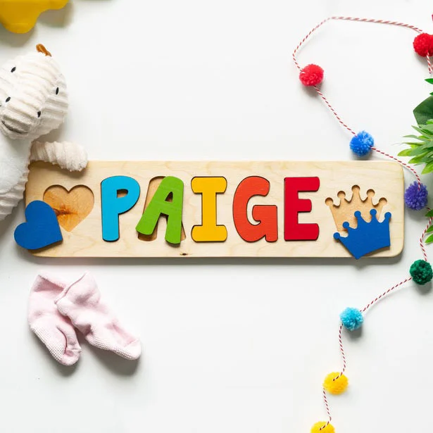 Personalized Wooden Name Puzzles Crown Design Educational Gifts for Toddlers