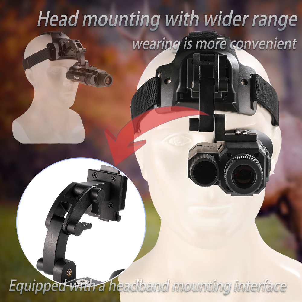 BekinTek Helmet Mounted Night Vision Monocular Head Mountable NVG Goggles Rechargeable Optics Telescope IR Full Dark Night View Camera 7x Infrared 8x Digital Zoom 1080 Video Record 8M Photo with 32G TF Card 3