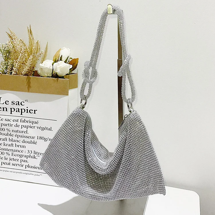 Tie Knot Handmade Rhinestone Bag-Silver
