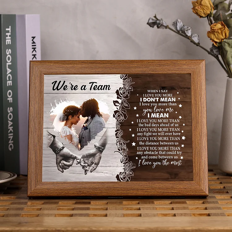 We're A Team Photo Frame for Couple Personalized LED Light Shadow Box