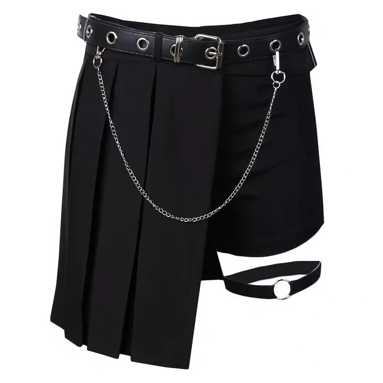 Gothic Irregular High Waist Plaid Skirt