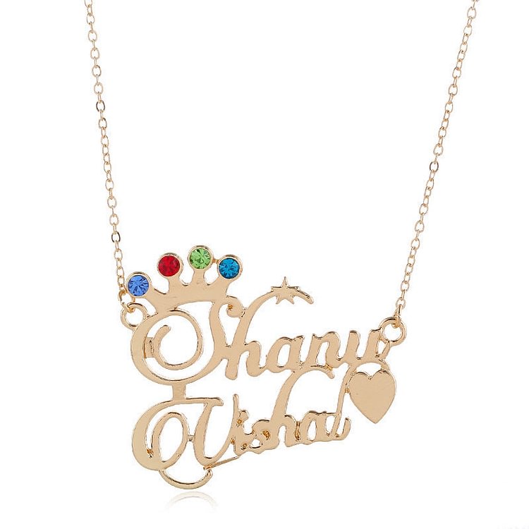 Crown Diamond Letter Necklace