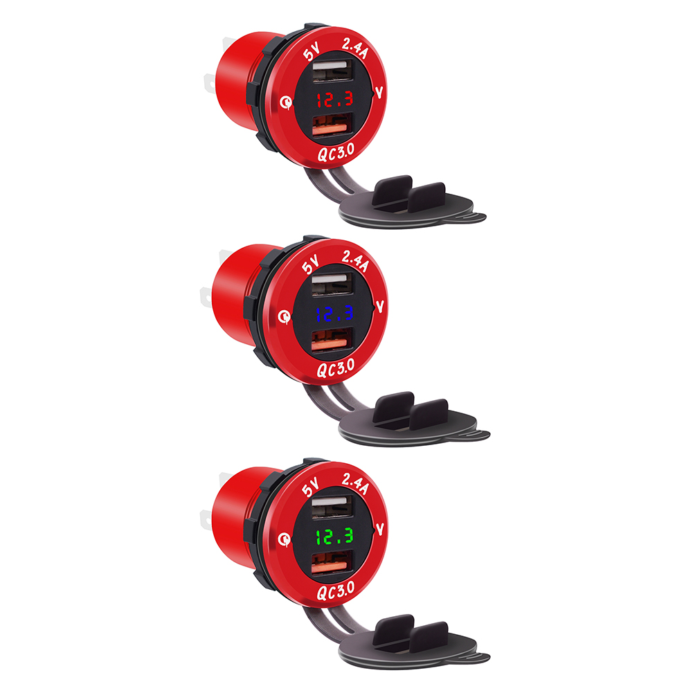 Car Motorcycle Red Metal Shell QC 3.0 Dual USB Charger Socket w/ Voltmeter, Blue, 501 Original
Car Motorcycle Red Metal Shell QC 3.0 Dual USB Charger Socket w/ Voltmeter, Blue, 501 Original