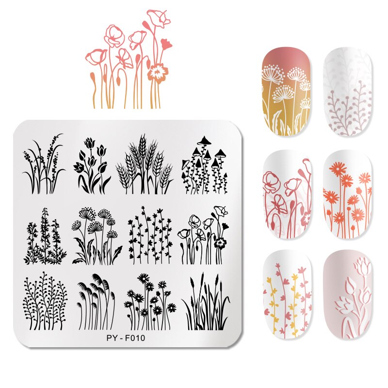 PICT You Nail Stamping Plates Flower Pattern Nail Art Plate Stencil  Stainless