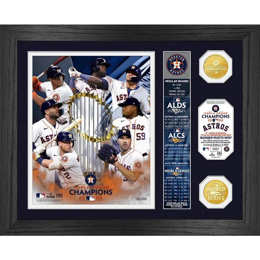 Houston Astros 2022 World Series Champions "Banner" Bronze Coin Photo Mint （MEASURES 13" X 16"）