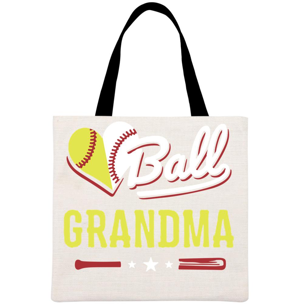Baseball Grandma Printed Linen Bag-Guru-buzz
