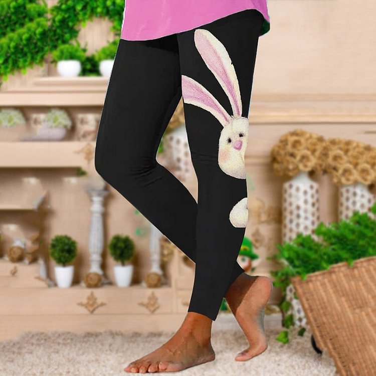 VChics Simple Rabbit Print Casual Leggings