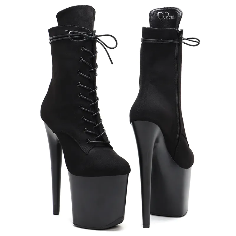 VCshoes Black 20CM/8inches Pole Dancing Shoes High Heel Platform Boots Closed Toe Women Boot 3K