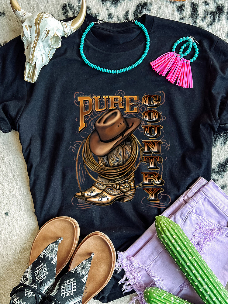 Women's Pure Country Cowboy Hat Boots Lasso Cowgirl Music South Southern Pride Long Sleeve T-shirt