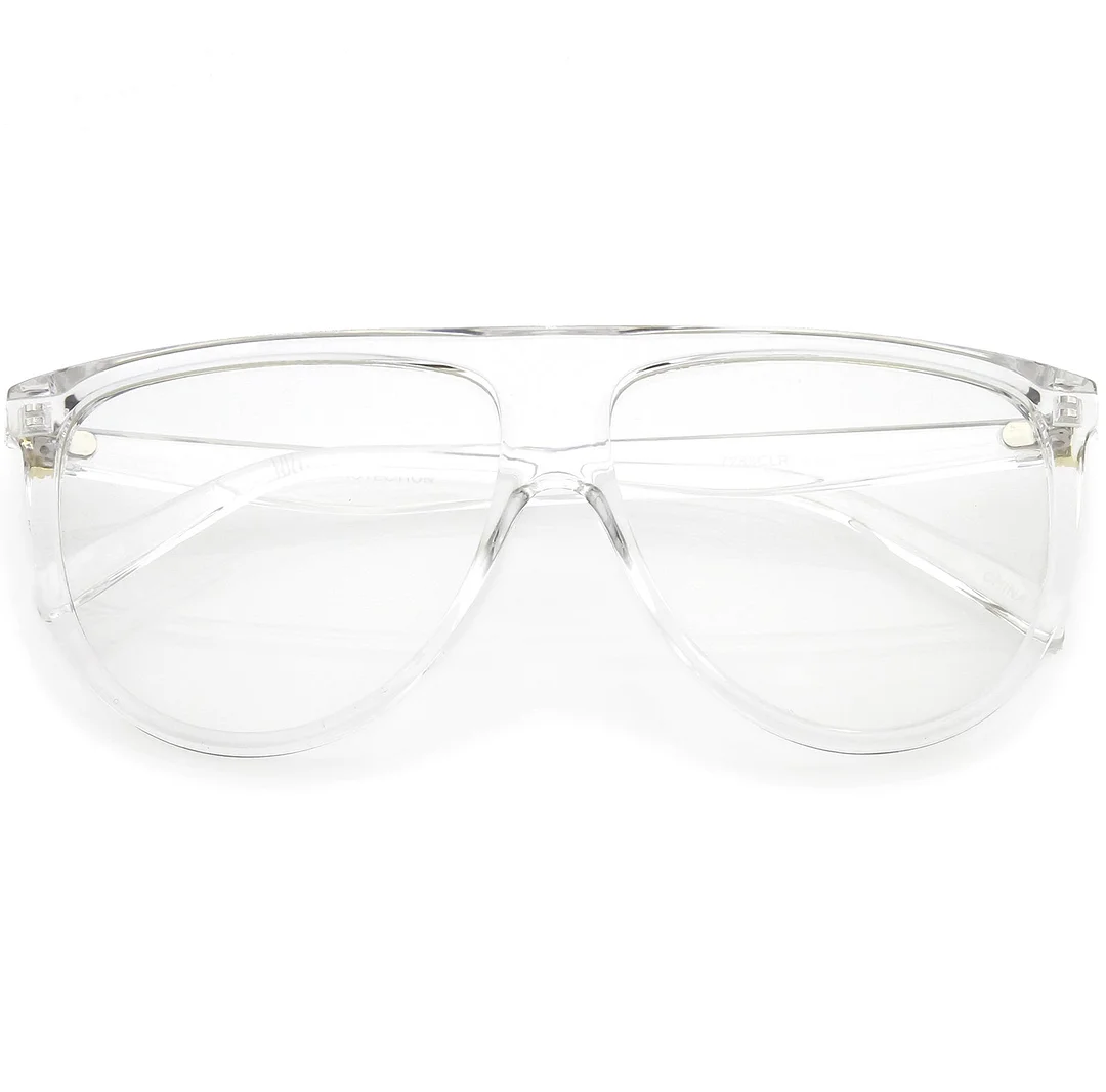 Oversize Bold Flat Top Aviator Eyeglasses With Clear Lens 60mm