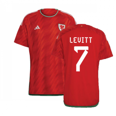 Wales Dylan Levitt 7 Home Shirt Kit World Cup 2022